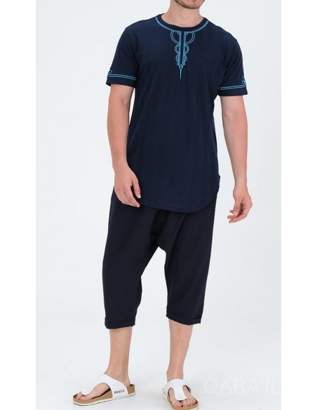 T shirt qaba'il Kays bleu nuit