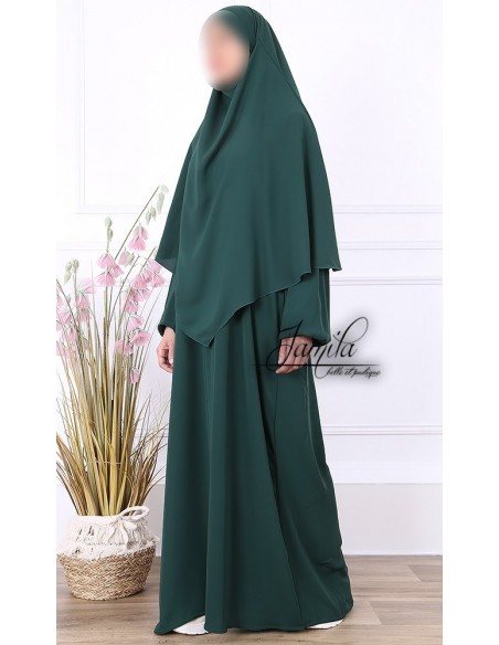 Khimar Jamila 2 sluiers flesgroen