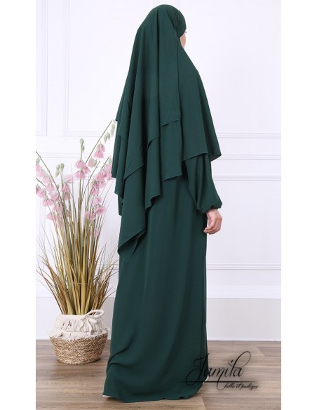 Khimar Jamila 2 sluiers flesgroen