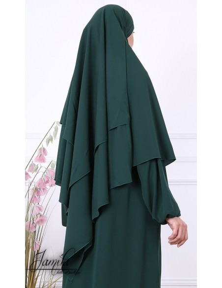 Khimar Jamila 2 sluiers flesgroen