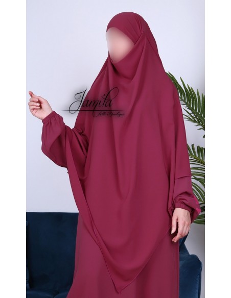 Khimar Jamila 2 sluiers framboos