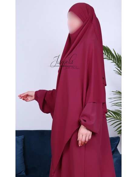 Khimar Jamila 2 veils raspberry