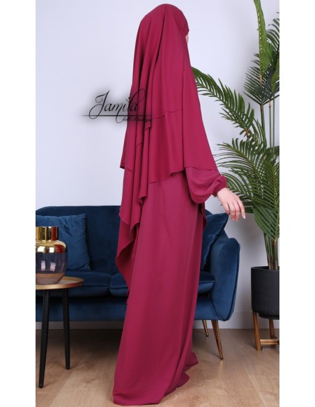 Khimar Jamila 2 sluiers framboos