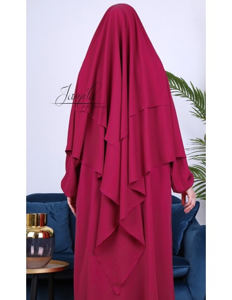 Khimar Jamila 2 sluiers framboos