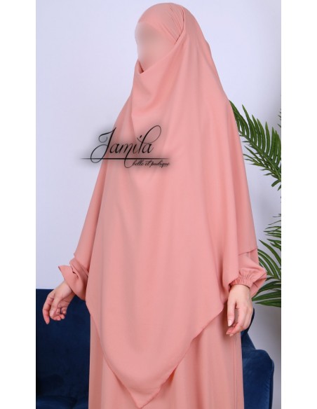Khimar Jamila 2 sluiers nude roze