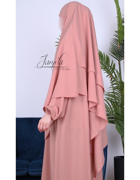 Khimar Jamila 2 sluiers nude roze