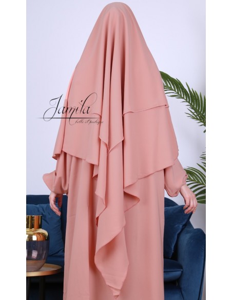 Khimar Jamila 2 sluiers nude roze