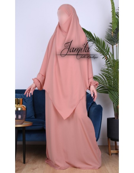 Khimar Jamila 2 sluiers nude roze