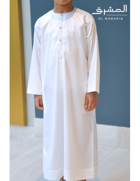 Qamis emirati " AL MASHRIQ " enfant blanc