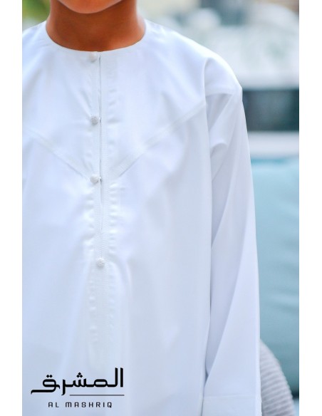 Qamis emirati " AL MASHRIQ " enfant blanc