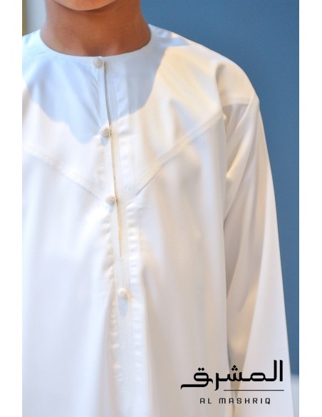 Qamis emirati " AL MASHRIQ " enfant blanc