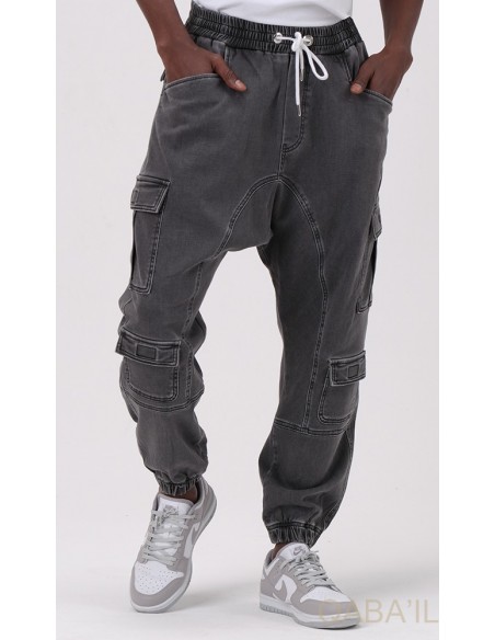 Qabail stretch denim saroual grey