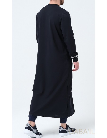 Qamis qabail brodé Sham Bleu nuit