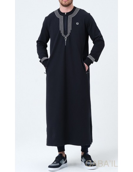 Qamis embroidered qabail Sham Midnight Blue