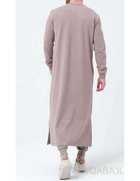 Qamis qabail brodé Sham taupe