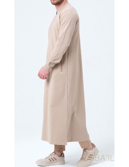 Qamis qabail brodé Sham beige