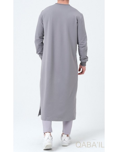 Qamis qabail brodé Sham gris
