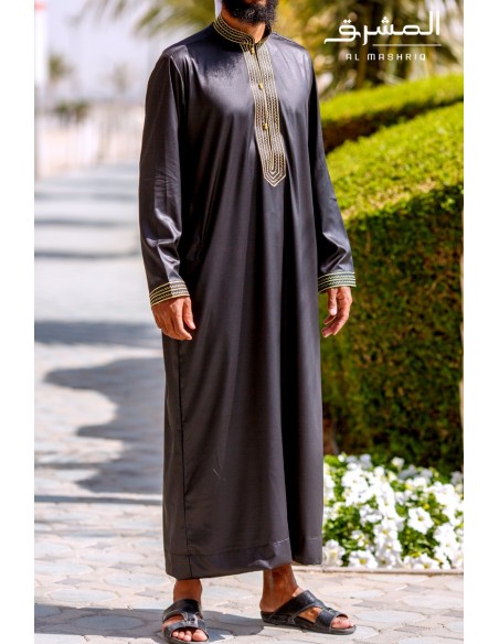 Qamis bahreini "al mashriq" noir et or