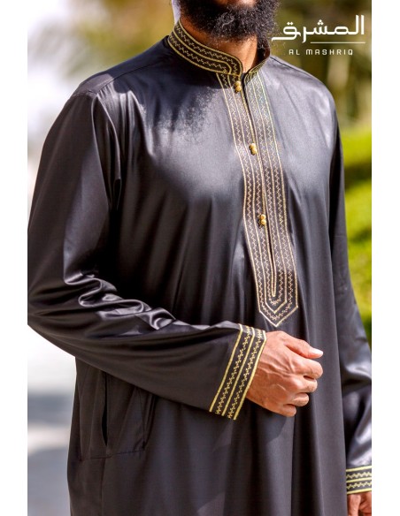 Qamis bahreini "al mashriq" noir et or