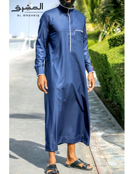 Qamis saoudi Bi color "Al mashriq" Bleu et blanc